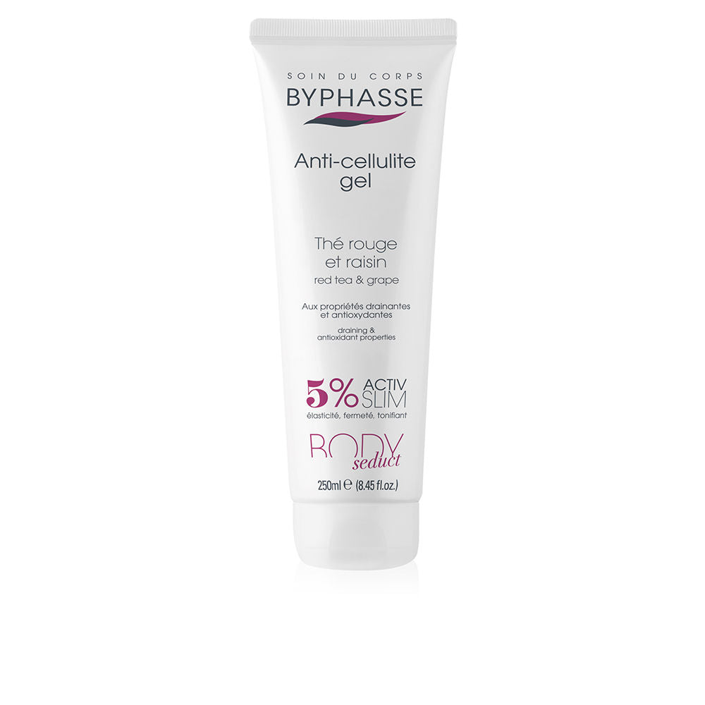 Tube of anti‑cellulite gel, 250 ml, red tea and grape extracts, clear gel