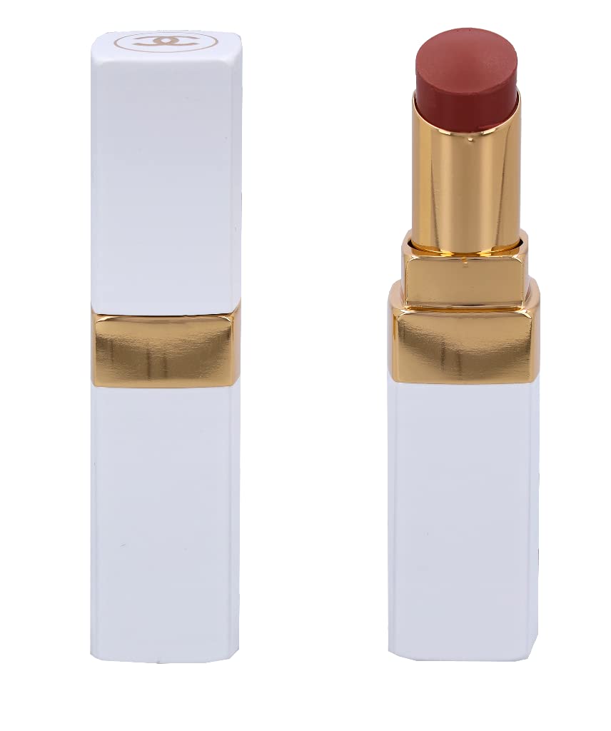 Chanel Slim red lip balm with angled tip, shiny gold band and rectangular white plastic base