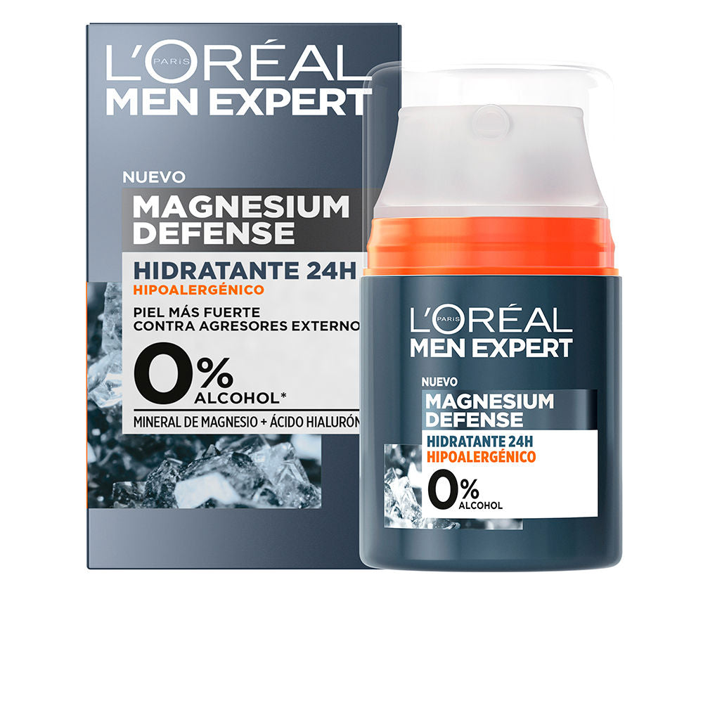 50 ml hydrating face cream jar, magnesium and hyaluronic formulation for Man