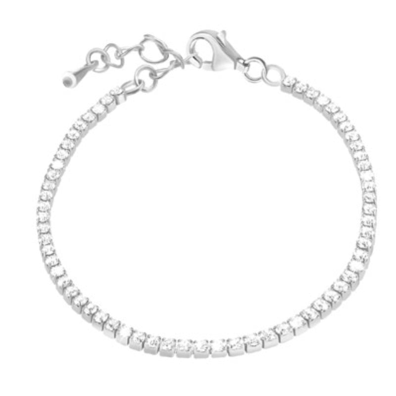 Timeless Silver Tennis Bracelet with Clear Crystals