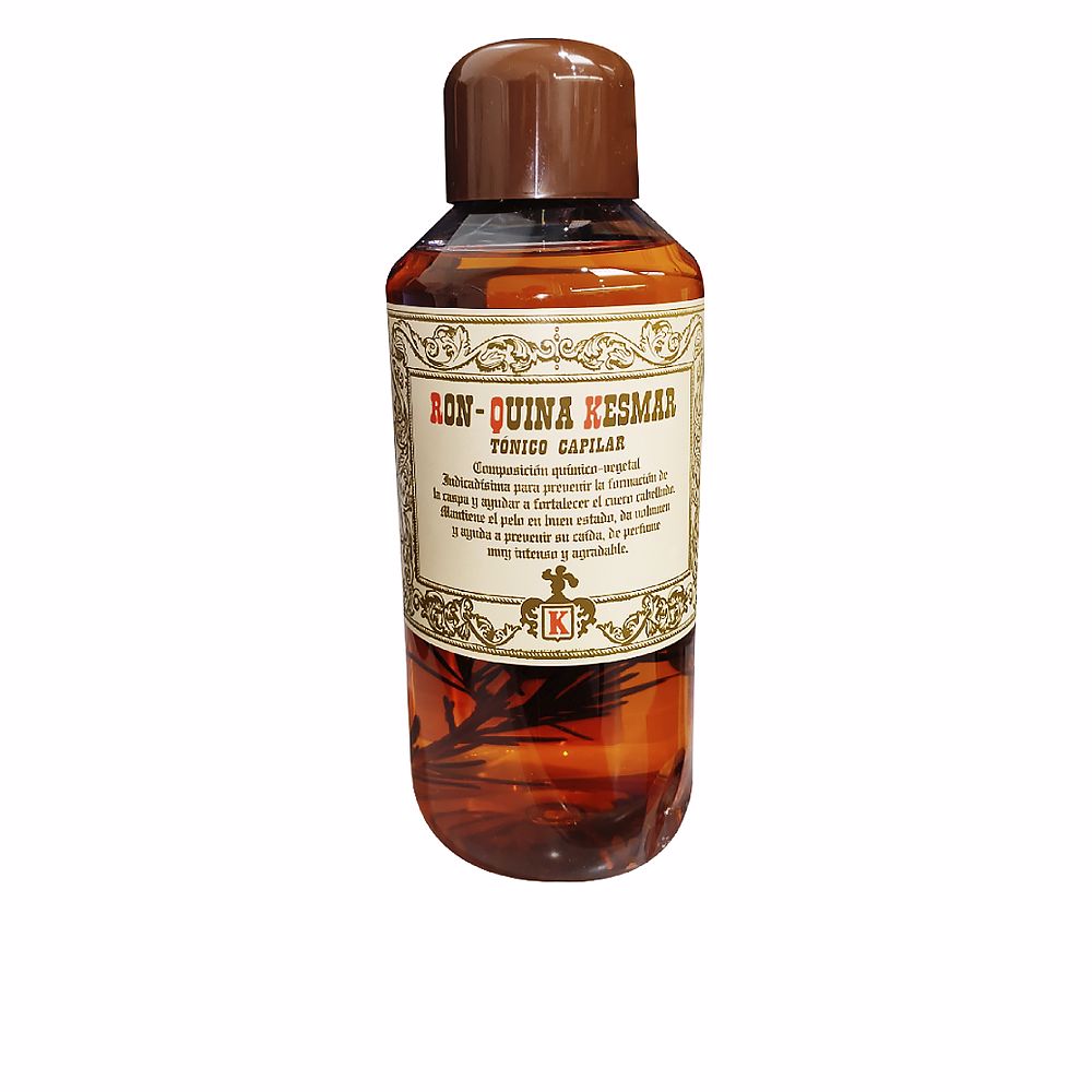 Tall 1,000 ml amber bottle of quinine and rosemary hair tonic for Man
