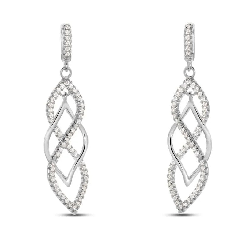 Radiant White Gold Drop Earrings with Clear Diamonds