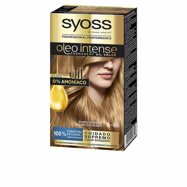 Box of ammonia-free oil-infused permanent hair colour, shade 8.86 golden blonde