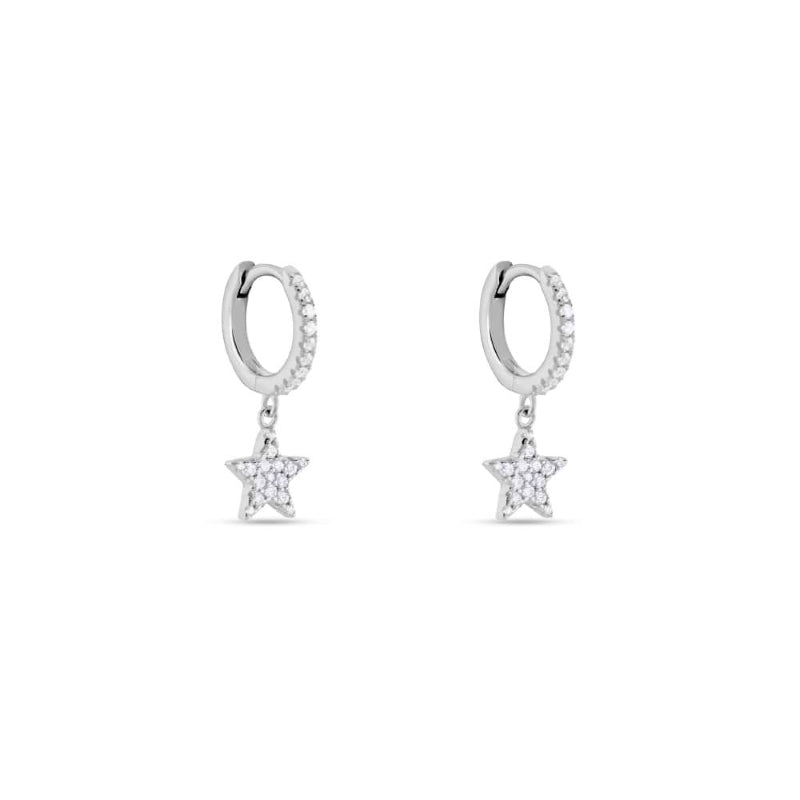 Celestial Whisper Huggie Hoops with Star Charms