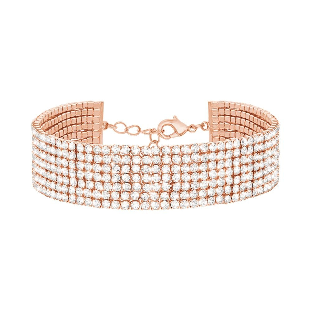 Radiant Rose Gold Crystal Tennis Bracelet