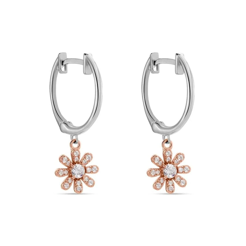 Radiant Bloom Hoop Earrings with Crystal Petals