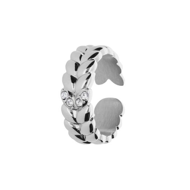Sleek Silver Ear Cuff with Crystal Accents