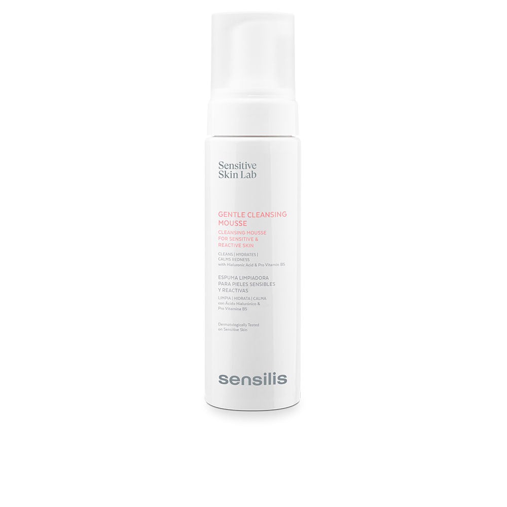 White foaming cleanser bottle with pump, 200 ml, hydrating hyaluronic formula