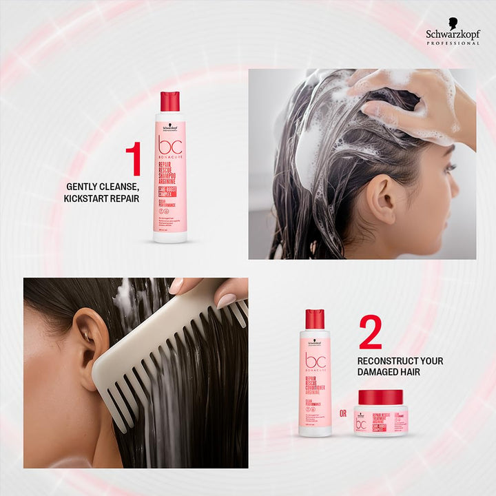 250 ml translucent shampoo bottle, Repair Rescue label, Unisex hair care