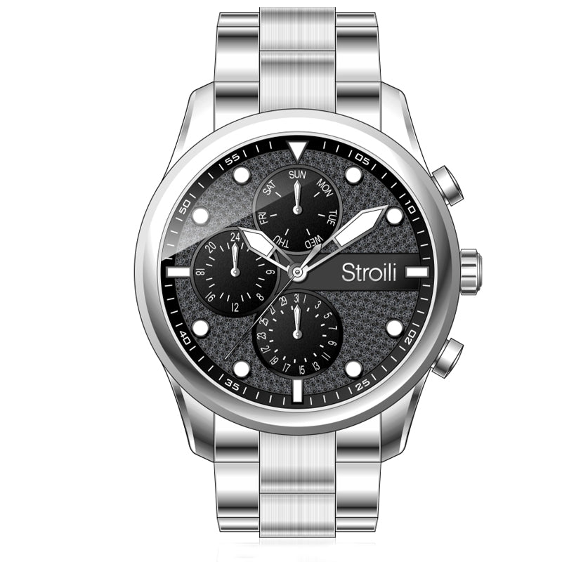 Timeless Precision Chronograph in Silver and Black