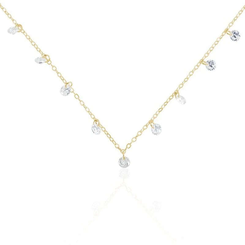 Radiant Minimalist Gold Pendant Necklace with Crystal Accents