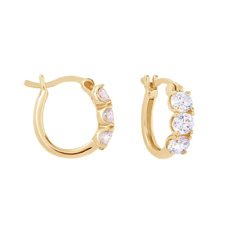 Radiant Gold Hoop Earrings with Clear Gemstone Accents