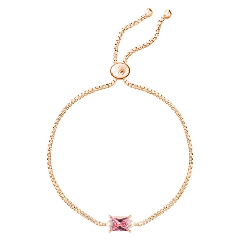 Delicate Rose Gold Adjustable Bracelet with Pink Gemstone