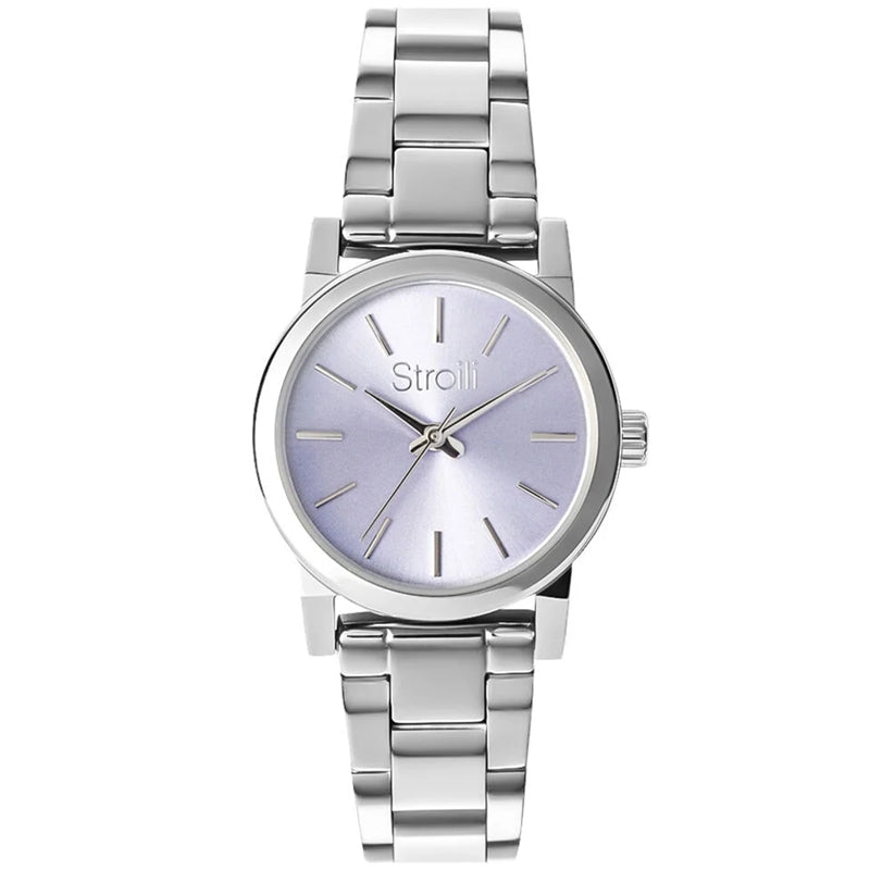 Timeless Grace Silver Link Watch with Lavender Dial