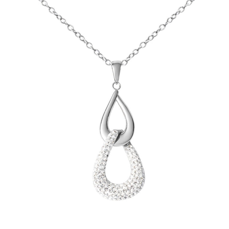 Radiant Crystal-Embellished Silver Pendant Necklace