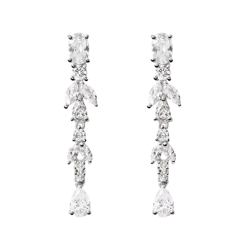 Timeless Elegance Drop Earrings with Clear Gemstones