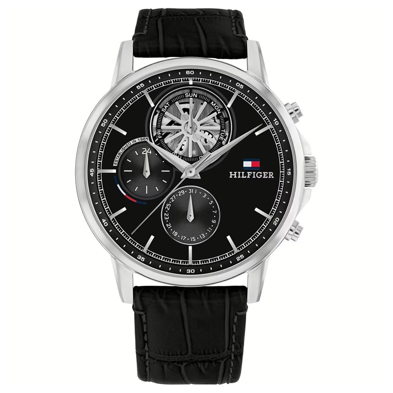 Tommy Hilfiger Black Chronograph Leather Watch