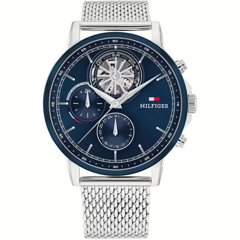 Tommy Hilfiger Silver Chronograph Mesh Watch