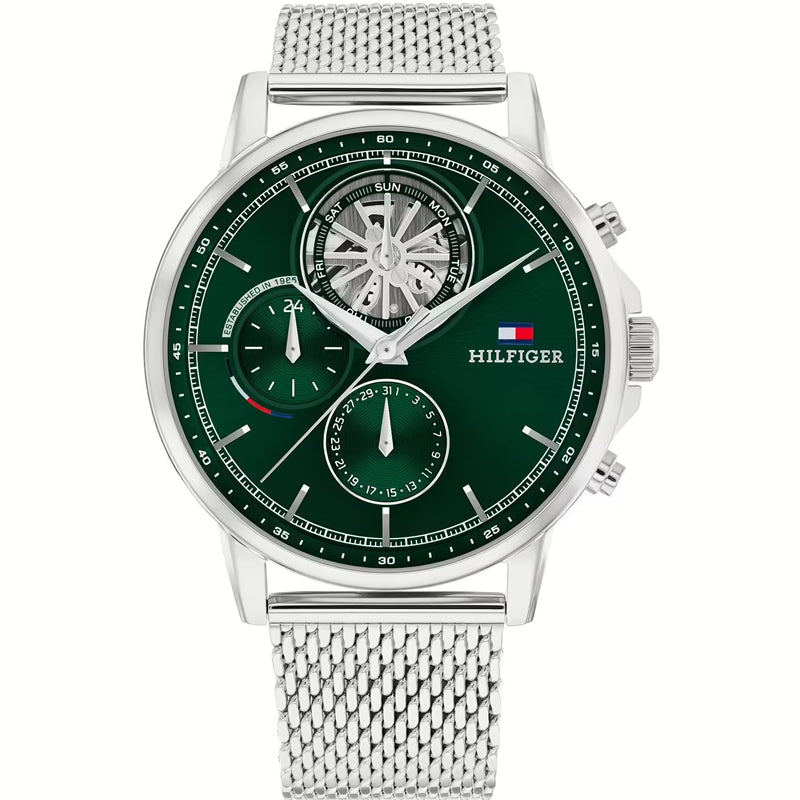 Tommy Hilfiger Silver Chronograph Mesh Watch