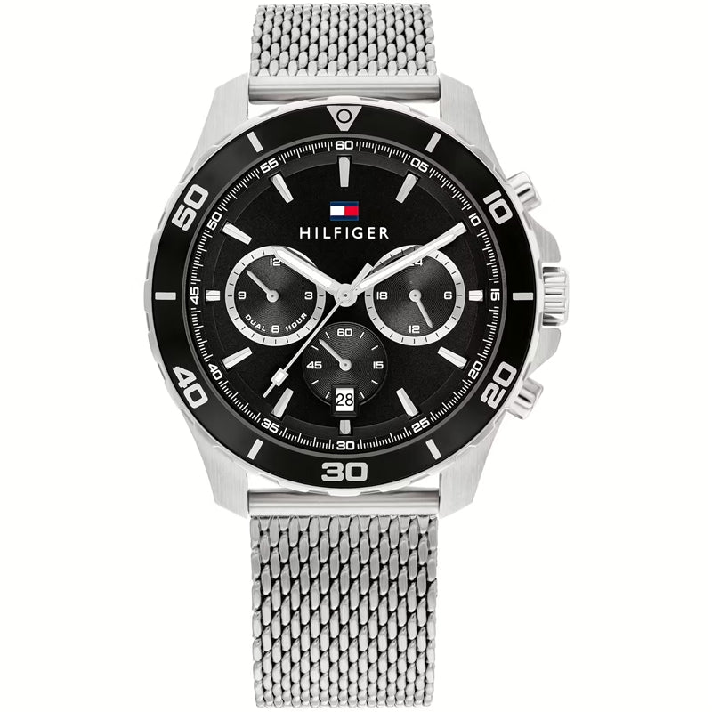 Tommy Hilfiger Silver Chronograph Mesh Watch