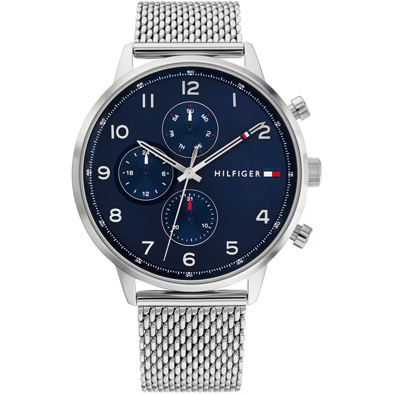 Tommy Hilfiger Silver Chronograph Mesh Watch