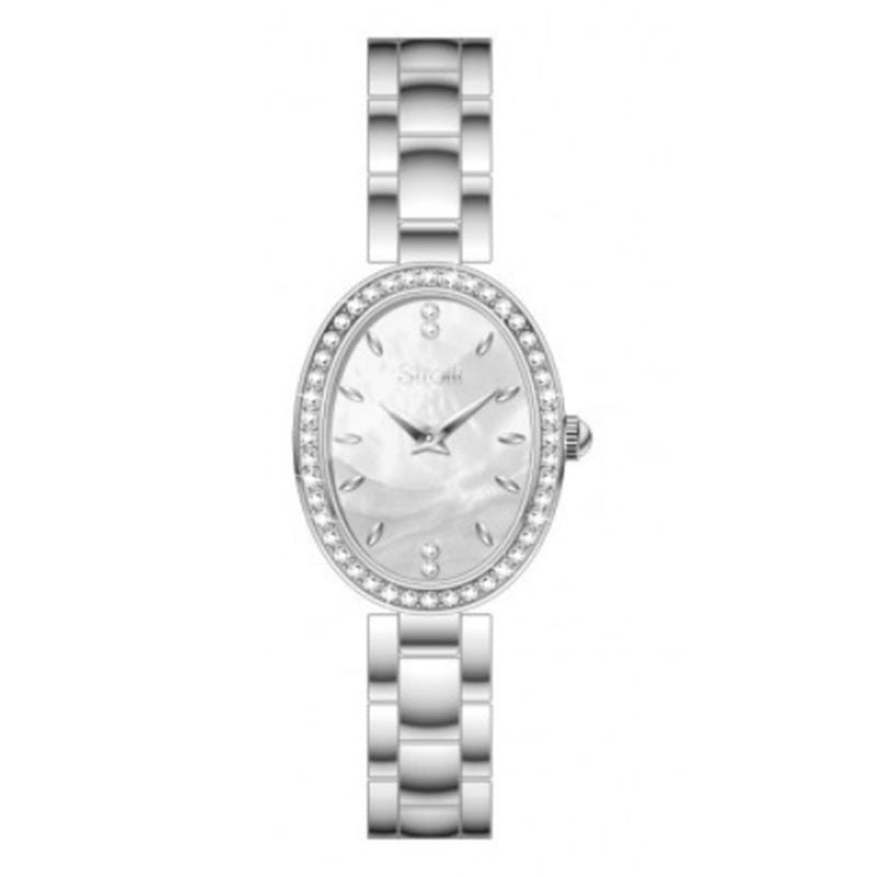 Timeless Oval Elegance in Silver and Crystal