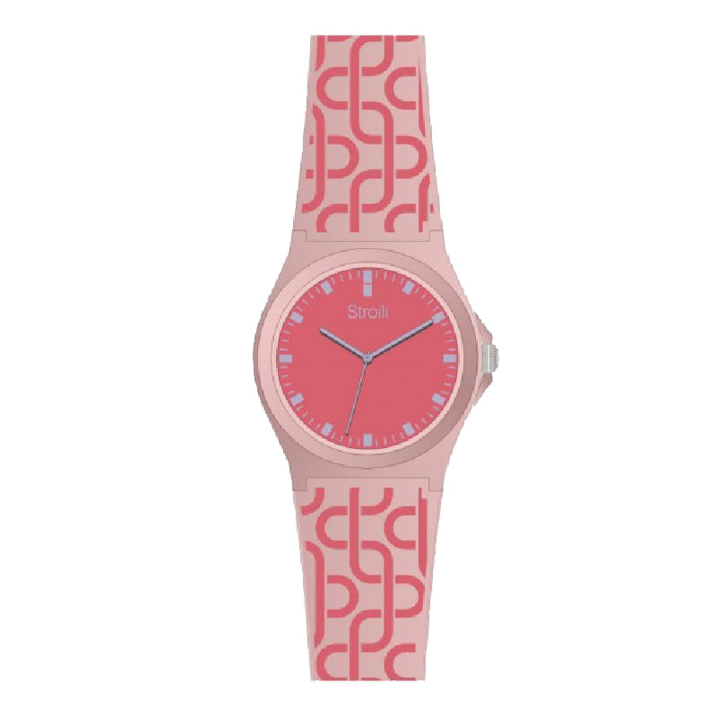 Blush Elegance Patterned Silicone Strap Watch