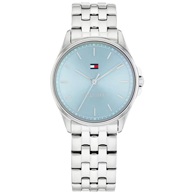 Timeless Silver Elegance with Light Blue Accents