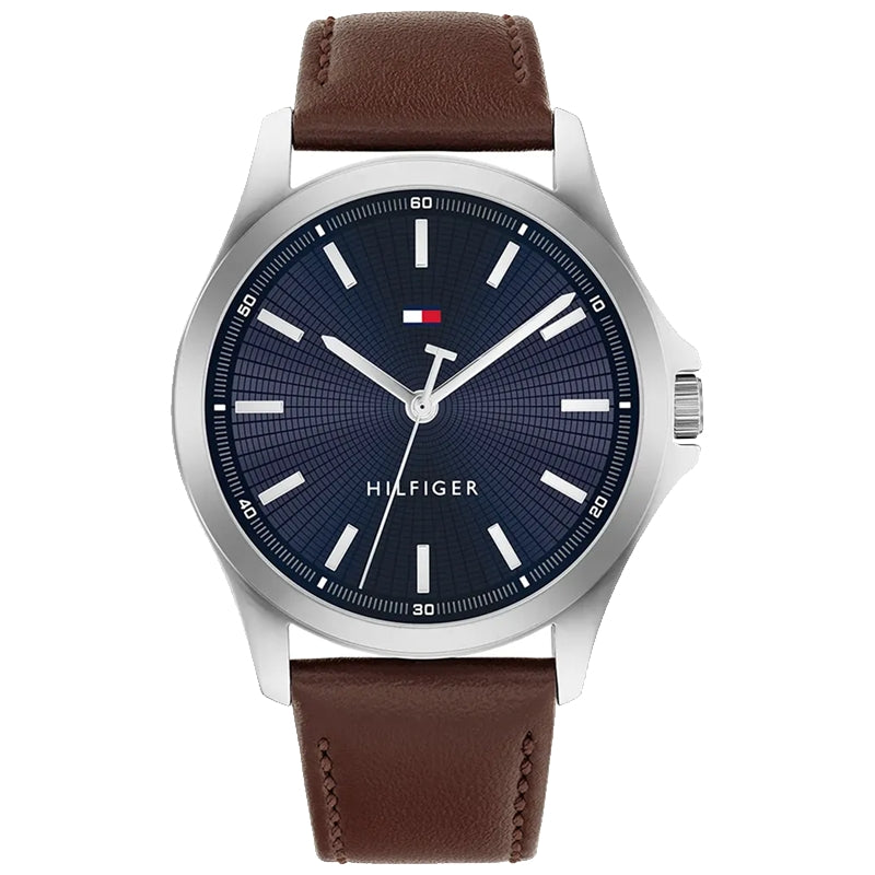 Timeless Elegance in Blue and Brown Leather