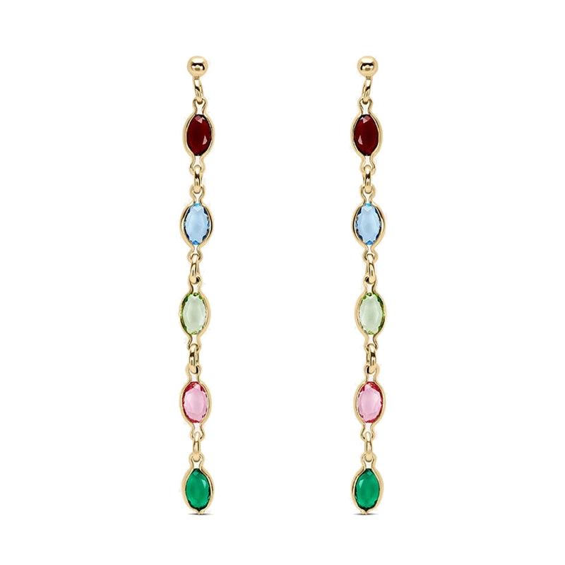 Multicolor Gemstone Elegance Drop Earrings