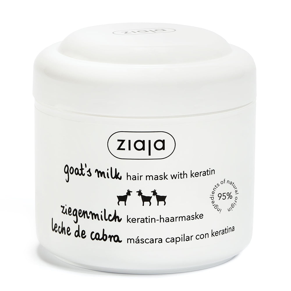 200 ml jar of keratin and goat milk hair mask for dry hair