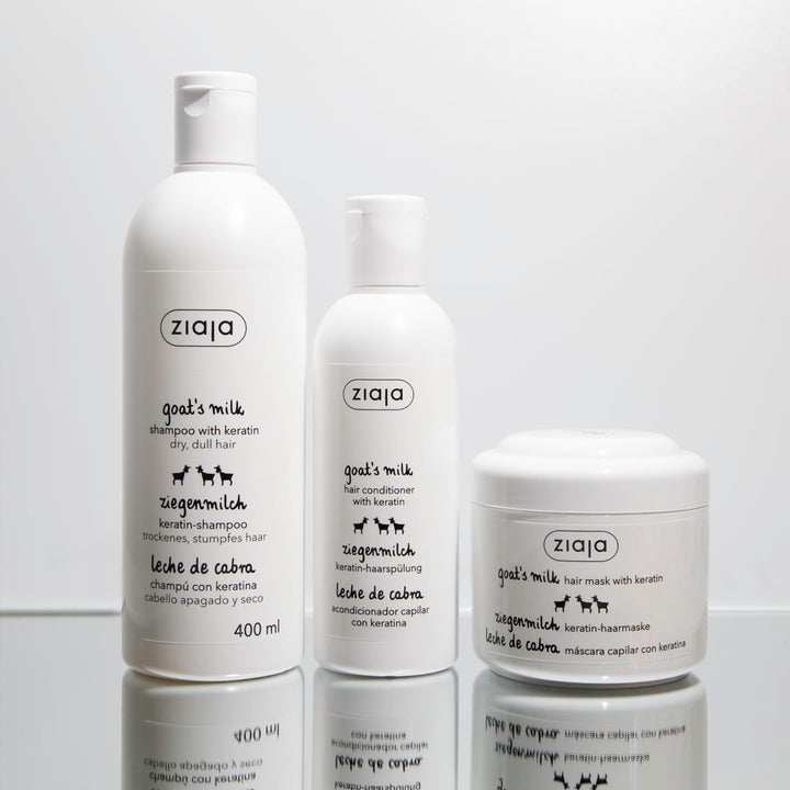 200 ml jar of keratin and goat milk hair mask for dry hair