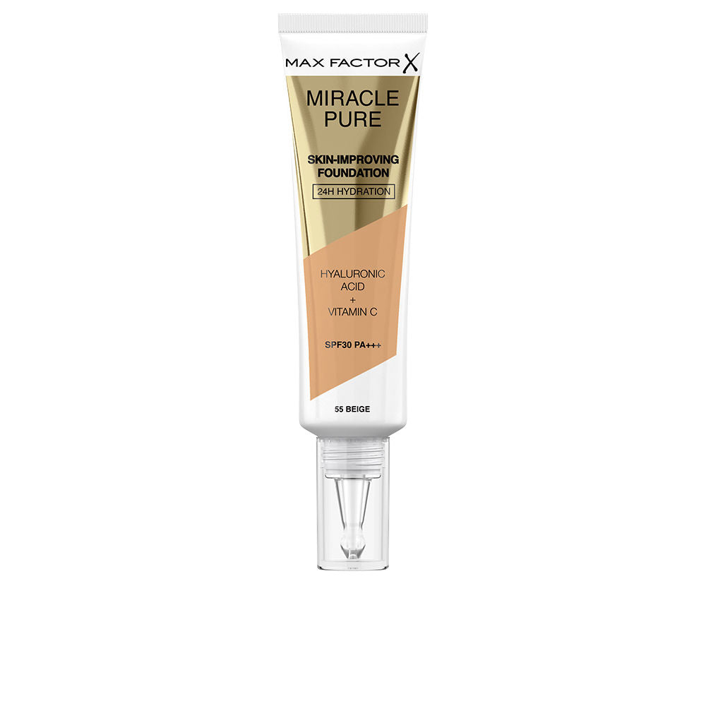 30 ml bottle of hydrating, medium-coverage foundation in beige shade with SPF 30