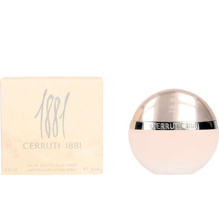 Rounded crystal 30 ml orange-hued perfume bottle with metallic semicircular cap