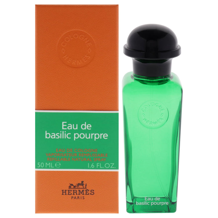 Green lantern-shaped 50 ml bottle with orange case band, Basilic Pourpre scent