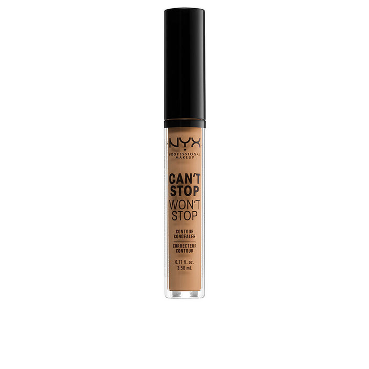Tube applicator of matte liquid concealer in golden honey shade