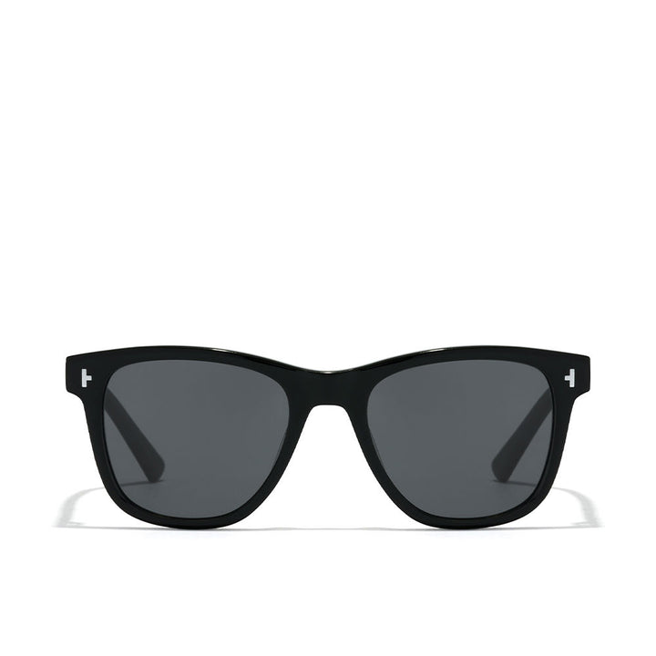Translucent beige acetate unisex sunglasses with green polarized lenses and curved temples