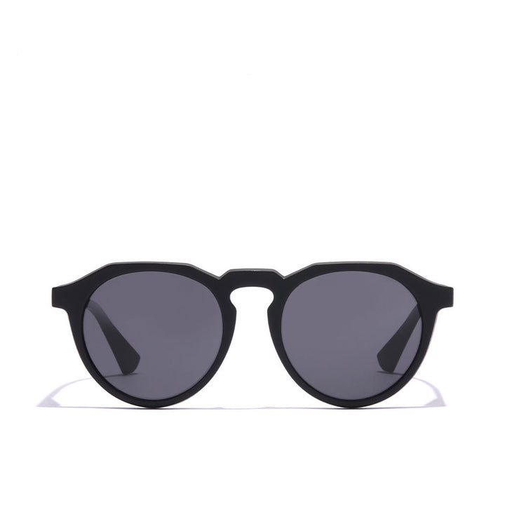 Round carbon black nylon sunglasses, polarised lenses, Unisex, 52 mm