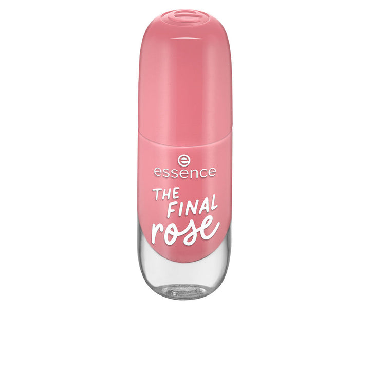 Bottle of Essence Gel Nail Colour with wide brush, glossy pink shade