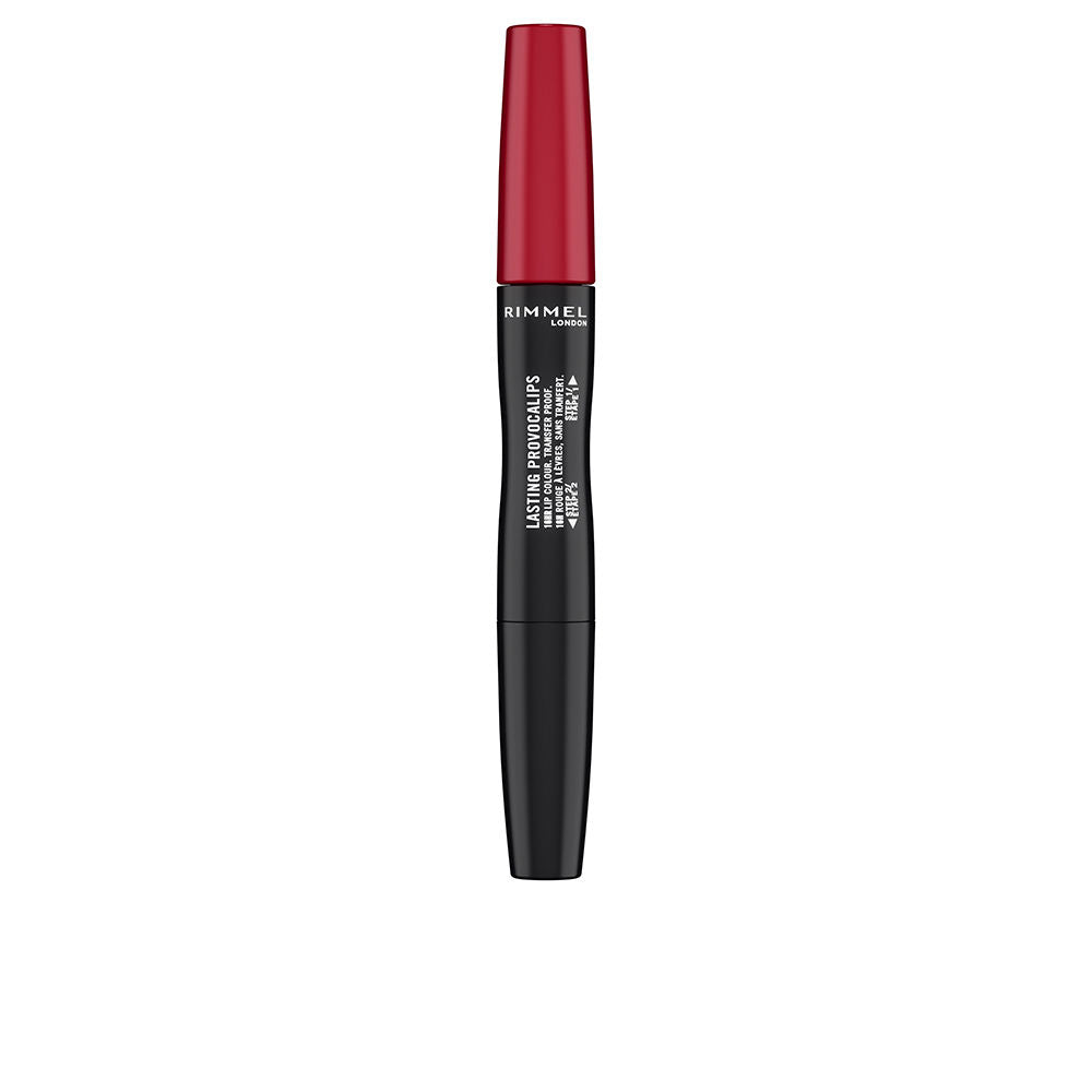 Slim tube of satin red long‑wear liquid lipstick, 2.3 ml, applicator visible