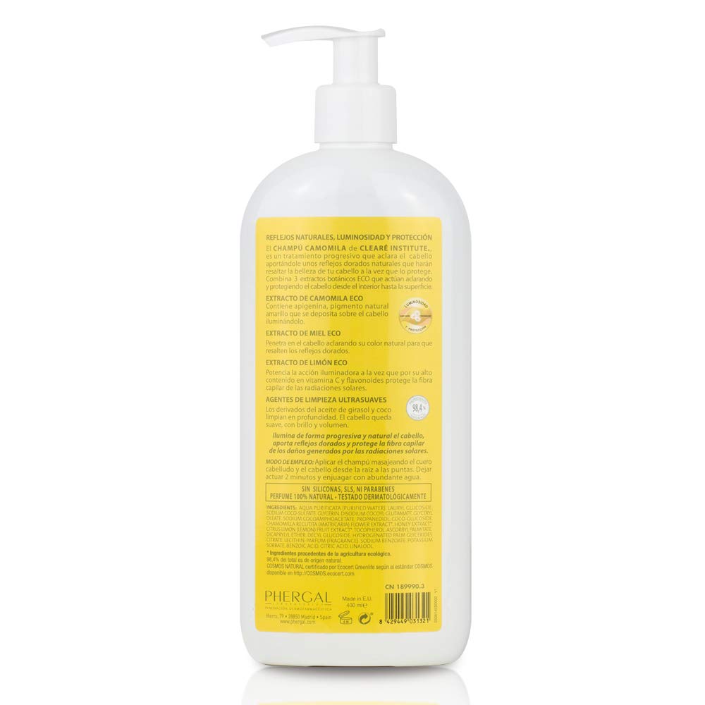 400 ml ECO chamomile shampoo bottle, natural extracts, Unisex hair brightening