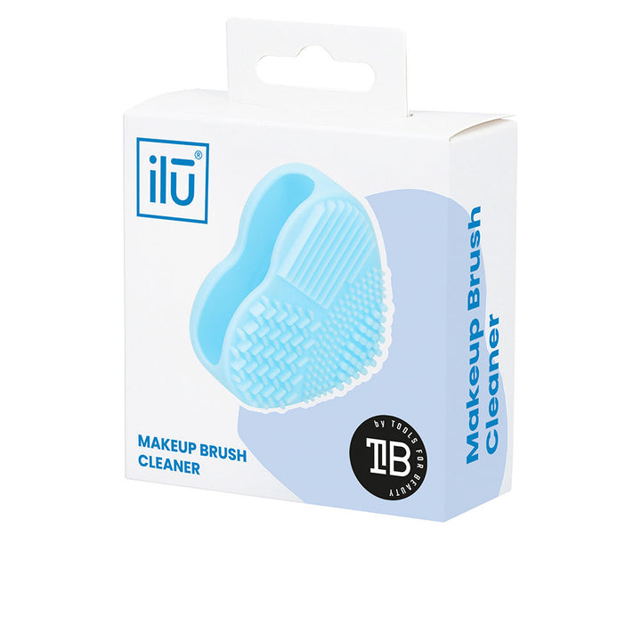 Blue silicone brush cleaning pad with textured ridges and nubs