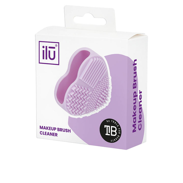 Purple textured silicone brush-cleaning pad for makeup brushes