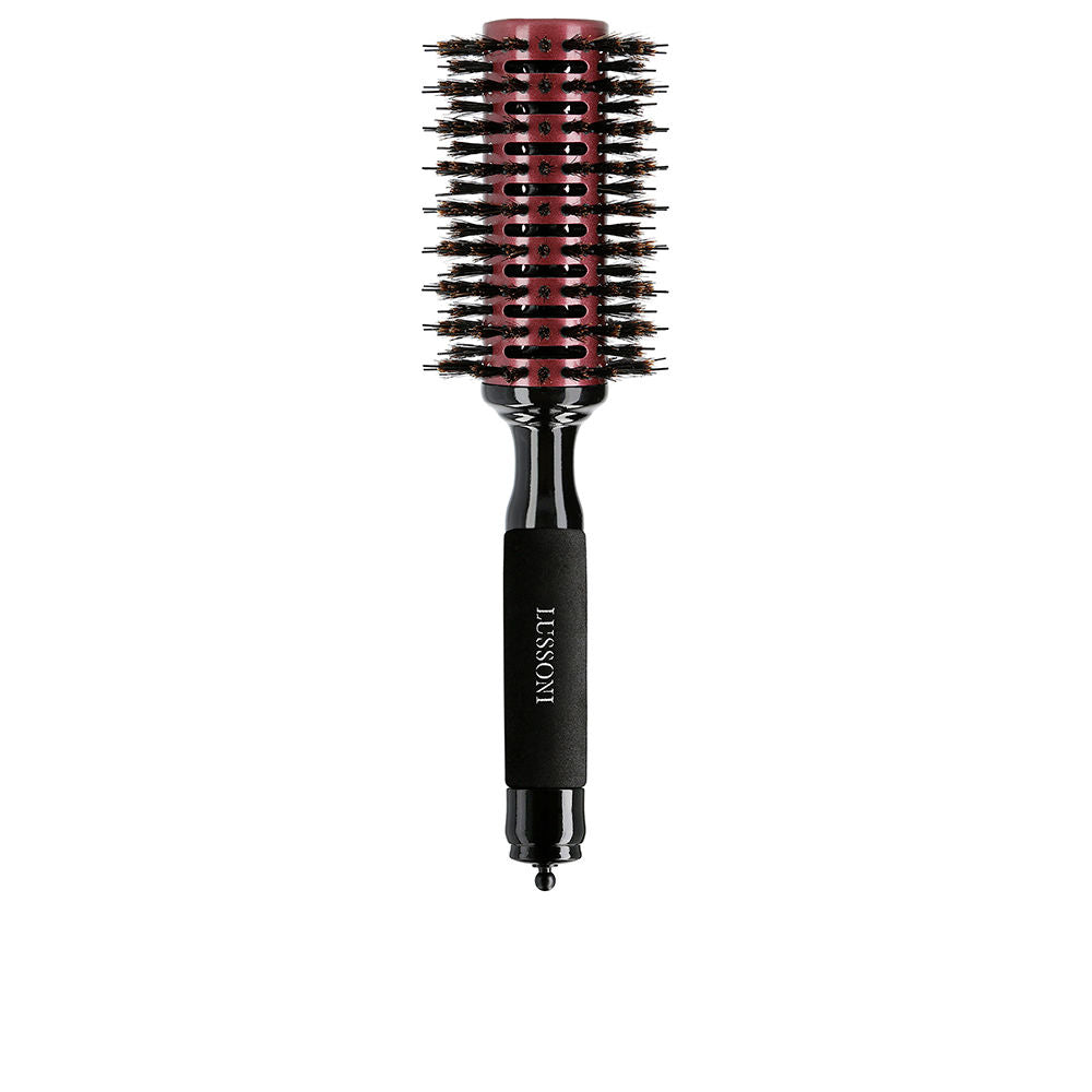 Round beech wood vent brush with mixed boar and nylon bristles and removable pin