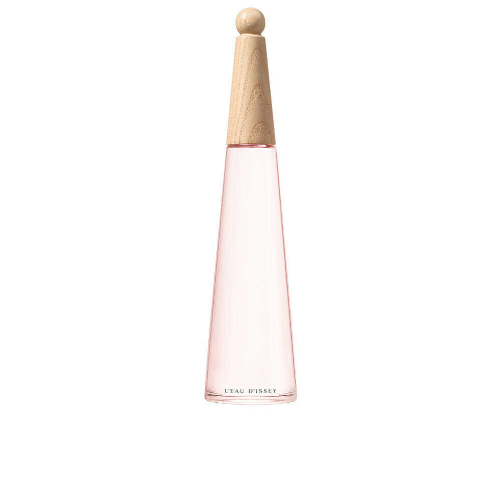 Rose-tinted crystal perfume bottle with ash wood cap, 100 ml, floral-fruity scent