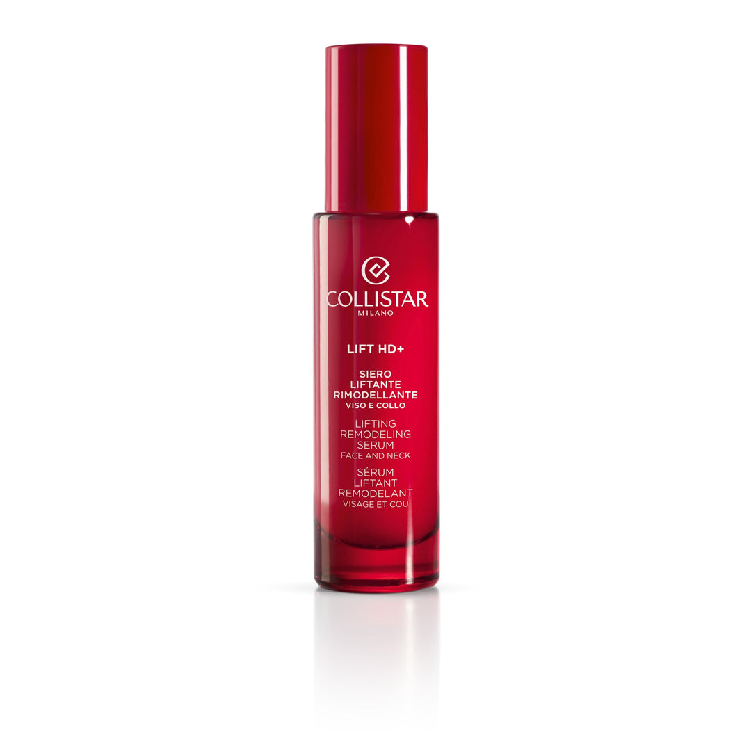 30 ml slim bottle of light rose-coloured facial serum for lifting and sensitive skin