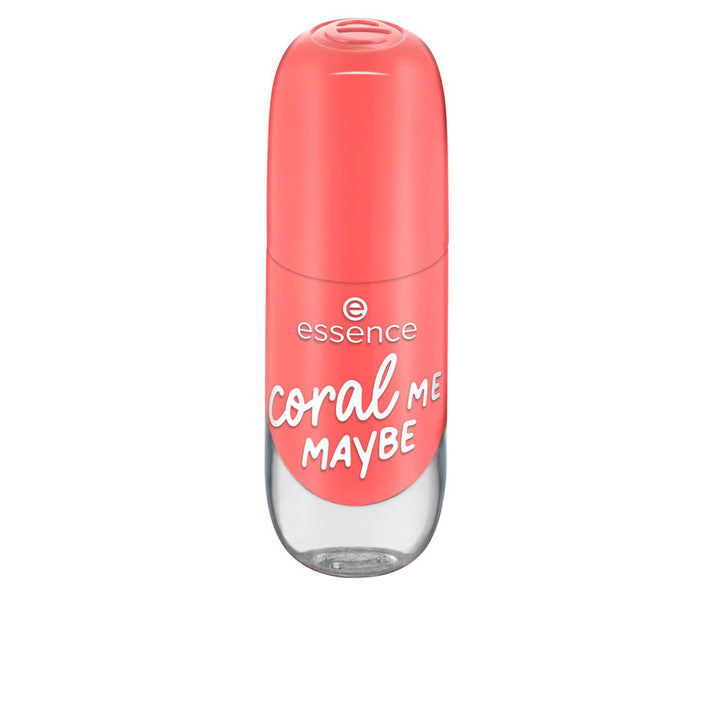8 ml coral cream gel nail polish bottle with large brush, glossy finish