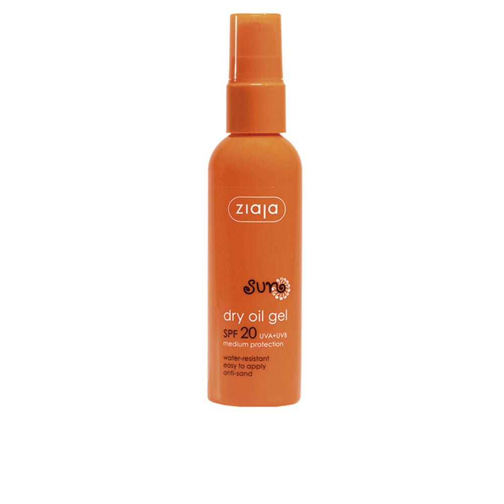 90 ml dry‑oil gel sunscreen tube, SPF20, water‑resistant, velvet finish