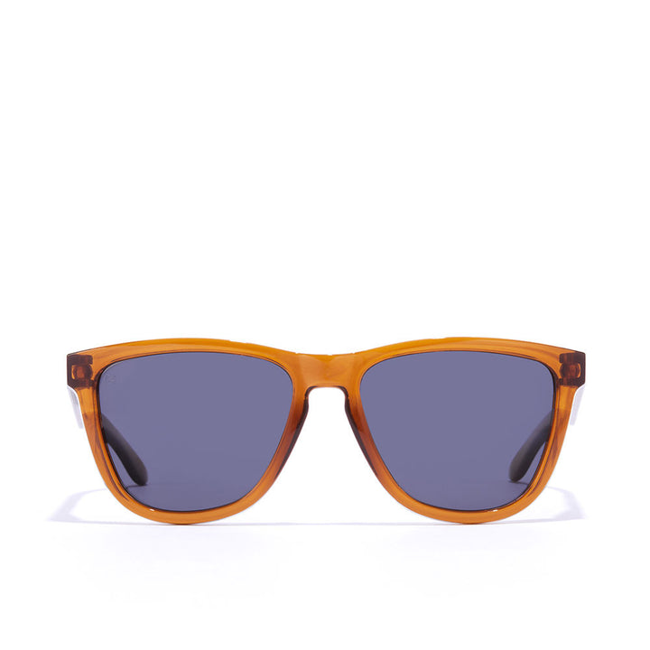 Square translucent caramel sunglasses with polarised lenses, Unisex, 55.7 mm lenses