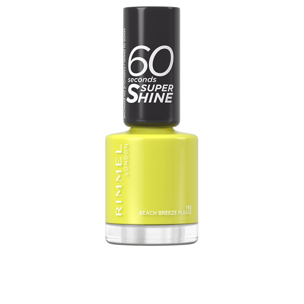 Small 8 ml bottle of glossy beach‑blue nail polish with wide brush, fast‑dry finish